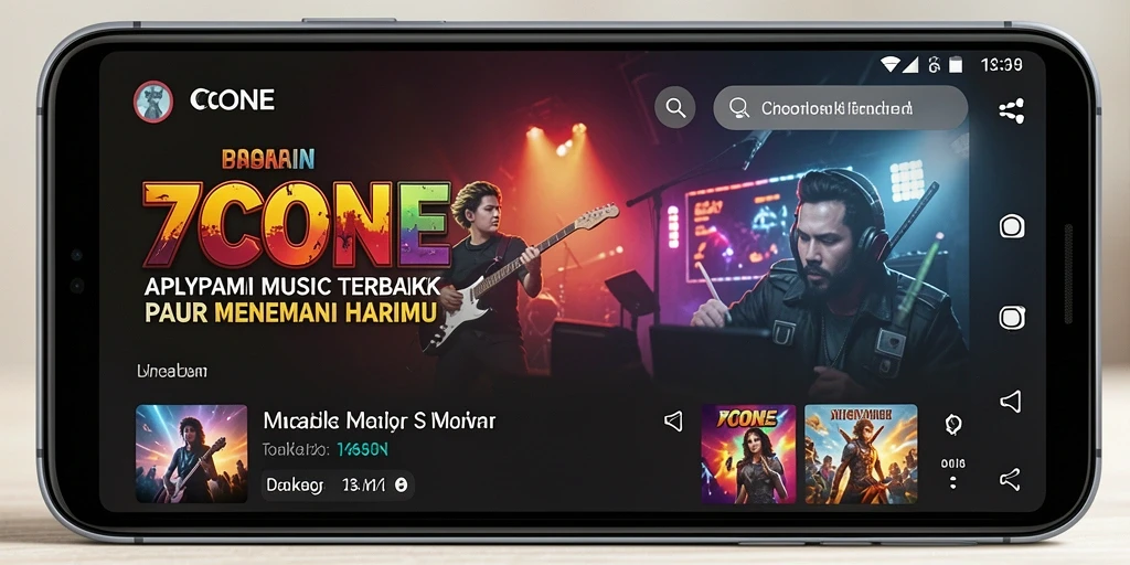 Tampilan menarik dari gameplay aplikasi musik 7CONE.
